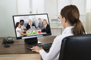 job candidate virtual interviewing with hiring managers